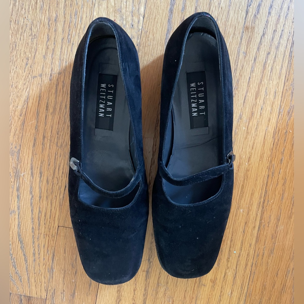 Stuart Weitzman Suede Ballet Flat Mary Janes